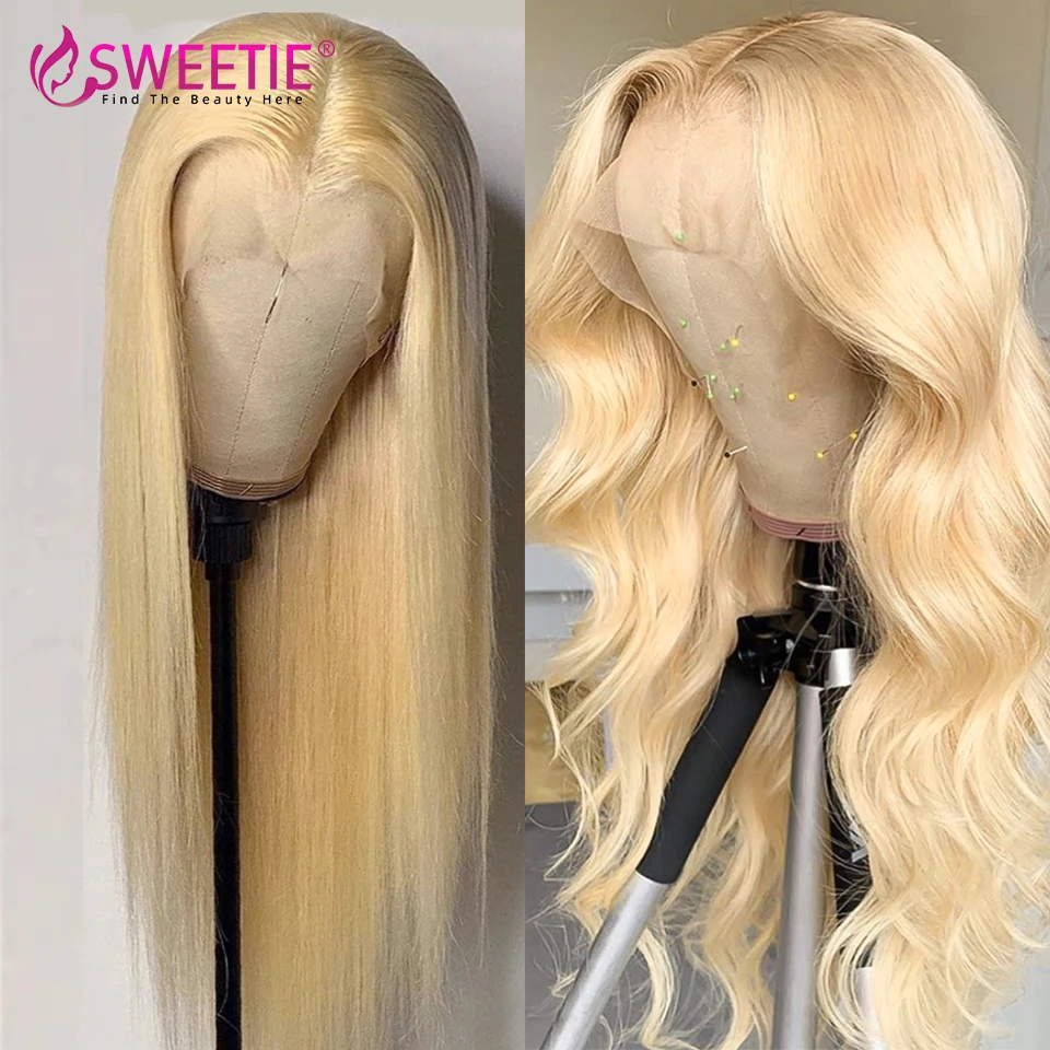 

Бразильские прямые и волнистые волосы Remy 30 дюймов, 613 блонд, 13x4, передние парики из человеческих волос на сетке, 13x4, Прозрачный передний парик...