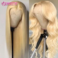 30in brazilian remy straight body wave 613 blond 13x4 lace front human hair wigs 13x4 transparent lace frontal wig 150 density