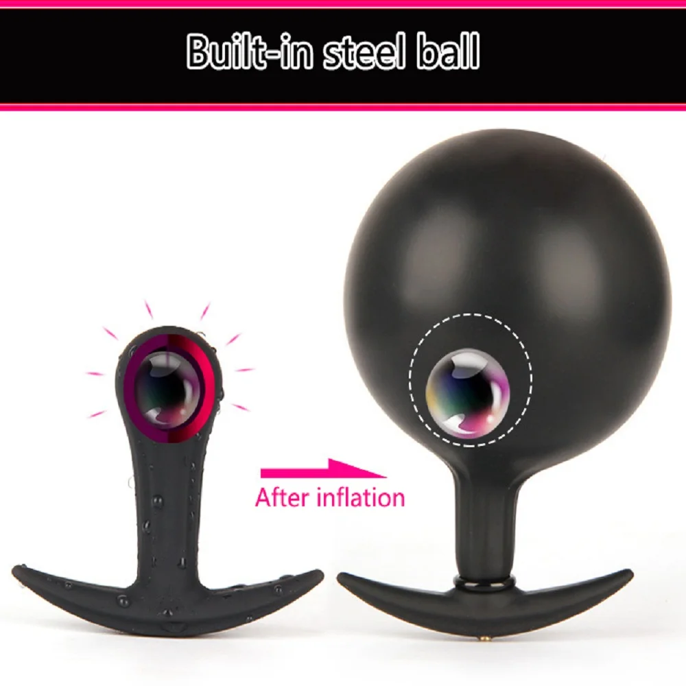 Огромная надувная Анальная пробка со встроенным стальным шариком дилдо для геев