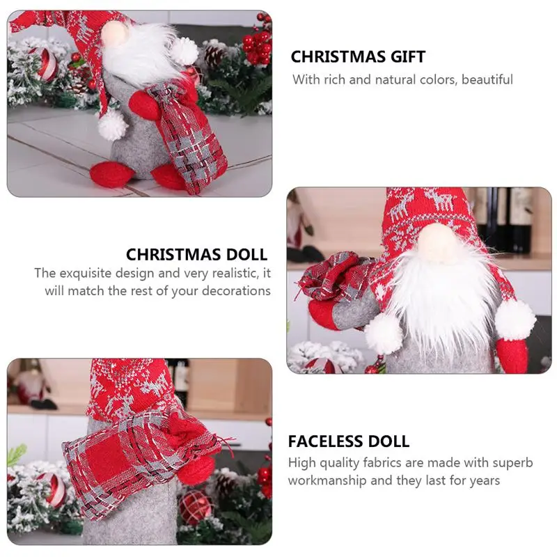 

1 Set 2 Pcs Christmas Gifts Felt Christmas Dolls Faceless Old Man Dolls