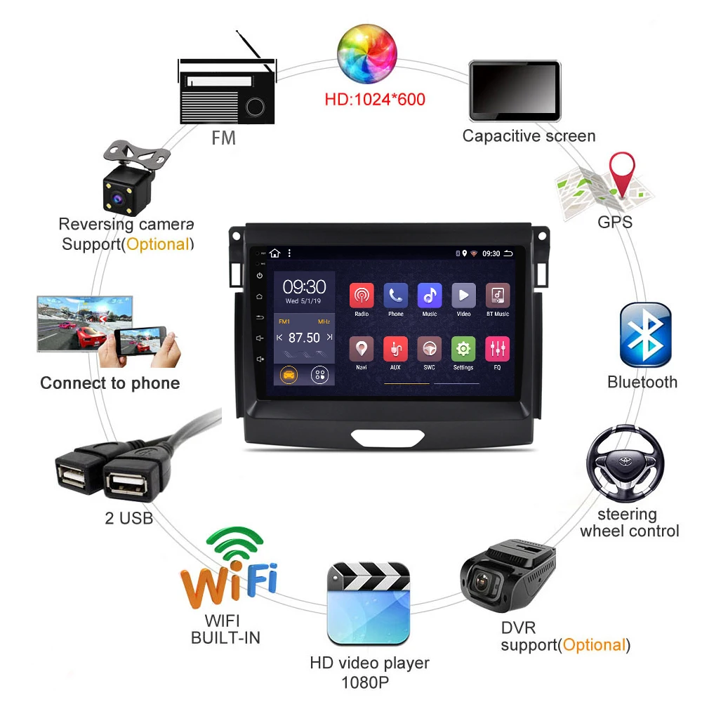 Автомагнитола RAM2G для ford Ranger 2016-2019 мультимедийная система DVD-плеер Магнитола DSP RDS