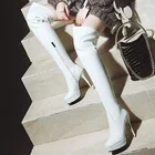 Женские ботинки для танцев на шесте, женские танцевальные сапоги, сексуальные ботинки для ночного клуба на очень высоком каблуке, Кожаные эластичные сапоги до колена с острым носком, танцевальные трубы из меди