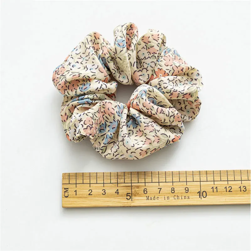 

Korean Style Sweet Flower Print Hair Ring For Women Girls Trendy Colorful Elegant Hair Rope Elastic Hair Rubber Bands