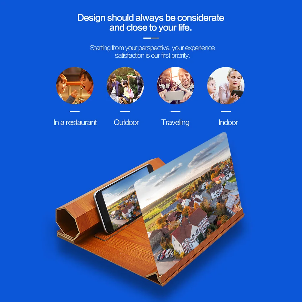 12-дюймовый настольный складной деревянный кронштейн мобильный телефон 3D HD видео