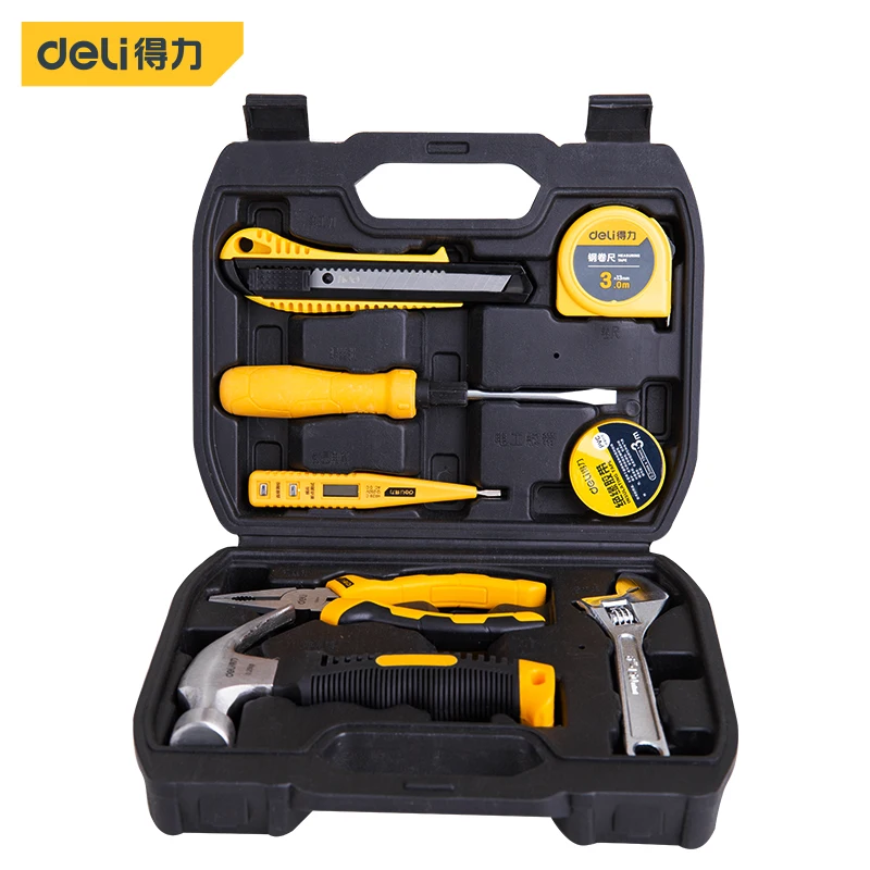 Deli 8-piece Comprehensive Maintenance Set Hand Tools Household Box Multi-tool For Repairing Glasses Mechanical Power Tools