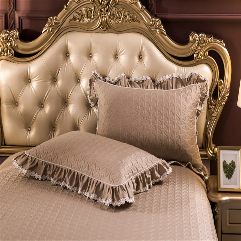 Новинка 2019 хлопковое стеганое кружевное покрывало наволочки 2/3 однотонное