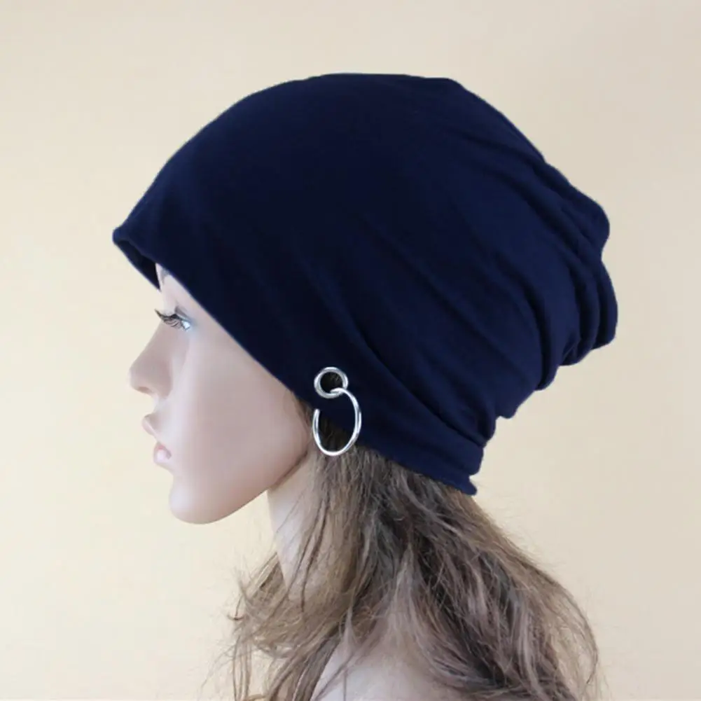 Женская Мужская осенне зимняя теплая вязаная шапка модная металлическая Шапка