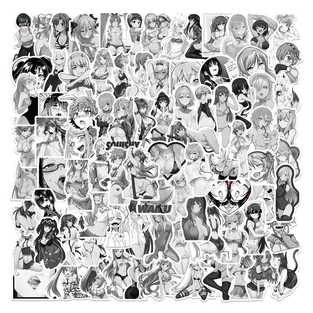 

10/50/100PCS Black and White Sexy Girl Anime Graffiti Stickers Aesthetic Laptop Skateboard Waterproof Decal DIY Sticker Kid Toy