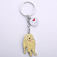 animal golden retriever dog animal gold silver plated metal pendant keychain for bag car women men key ring love jewelry gifts