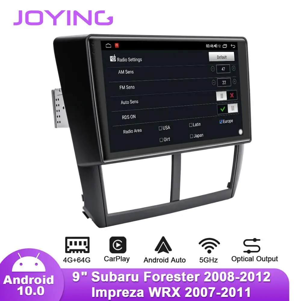 Автомобильное радио Joying 9 дюймов Android 10 для Subaru Forester 2008-2012/Impreza WRX 2007-2011 GPS DSP Carplay SPDIF