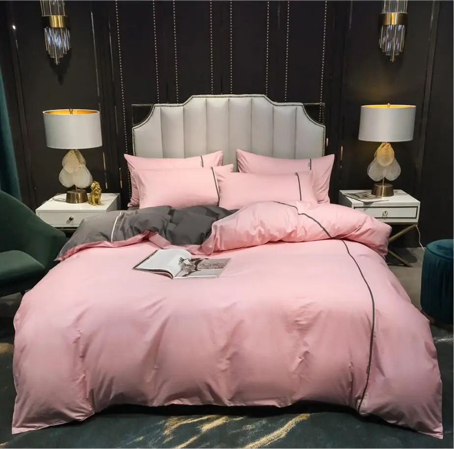 Розовое постельное белье принцессы комплект постельного белья размер King/Queen