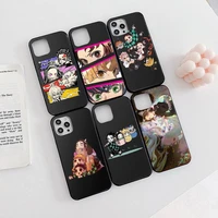 demon slayer anime cartoon phone case black color for iphone 13 12 11 x xr xs pro max mini 6 6s 7 8 plus se shell cover coque