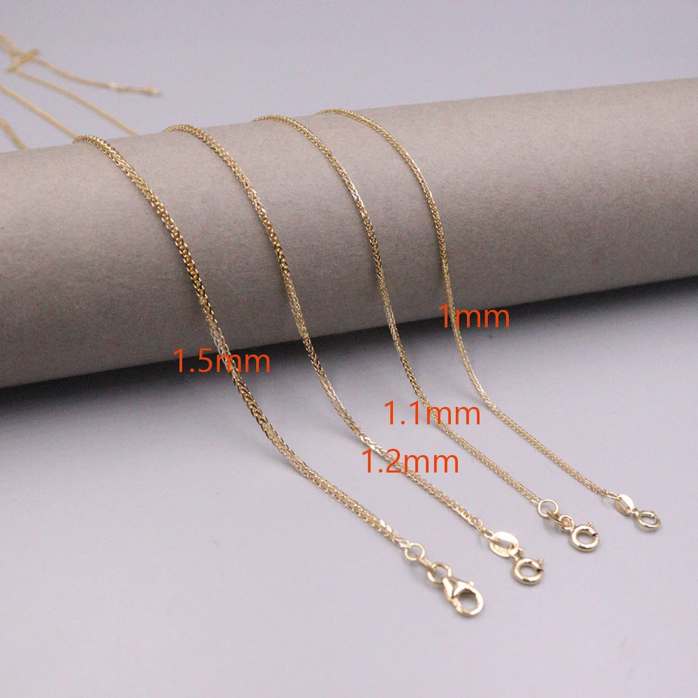 

1PCS Fine Pure Au 750 18k Yellow White Gold Chain Women Wheat Link Necklace 18inch 1.9-5g