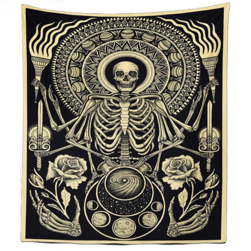 Цветок розы череп гобелен богемный настенный арт хиппи trippy tapiz colgante де сравнению