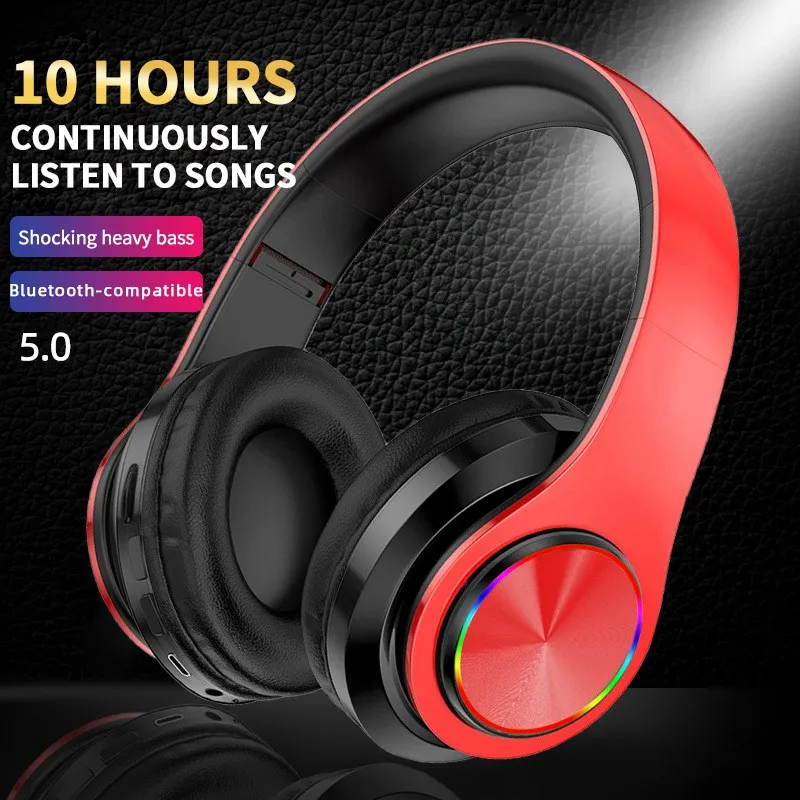 

Wireless Headphones Bluetooth-compatible Earphone with TF Card Audifono FM Headset for iPhone Samsung Huawei Xiaomi Headphone