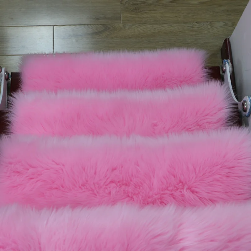 pink 13 шт. ковер из искусственной шерсти, лестничные коврики для ступеней, прямоугольные Нескользящие коврики, лестничные коврики, шаговый ковер - Цвет: pink