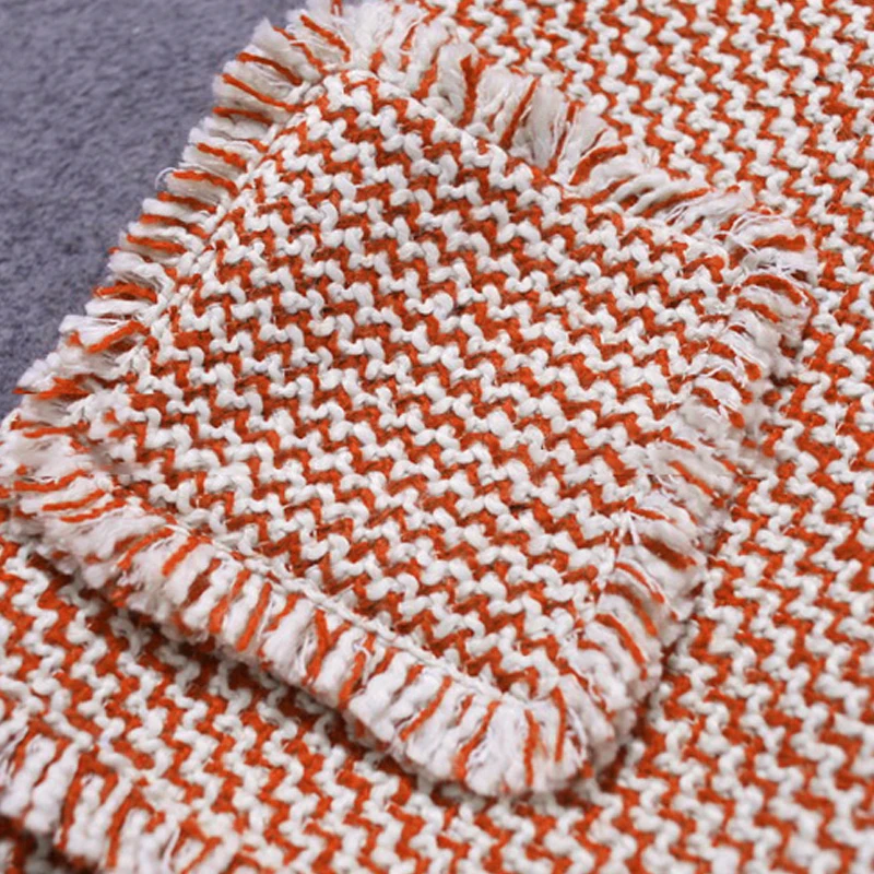 

Orange Tweed Jacket Sleeveless 2020 Fall/Winter Ladies Coat Jacket Suit Lapel Lace Edge Ladies Costume Sleeveless Jacket