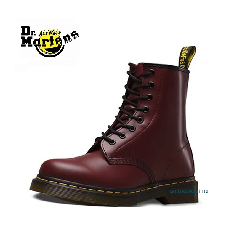 

Dr.Martens Women and Men Classic 1460 Ankle Doc Martin Boots Unisex Red Smooth Leather None-Slip 8 Eyes Casual Motorcycle Shoes