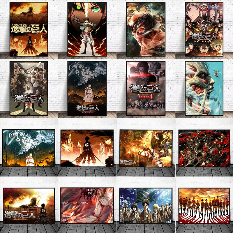 Плакат атака на гиганта из японского аниме современное настенное искусство