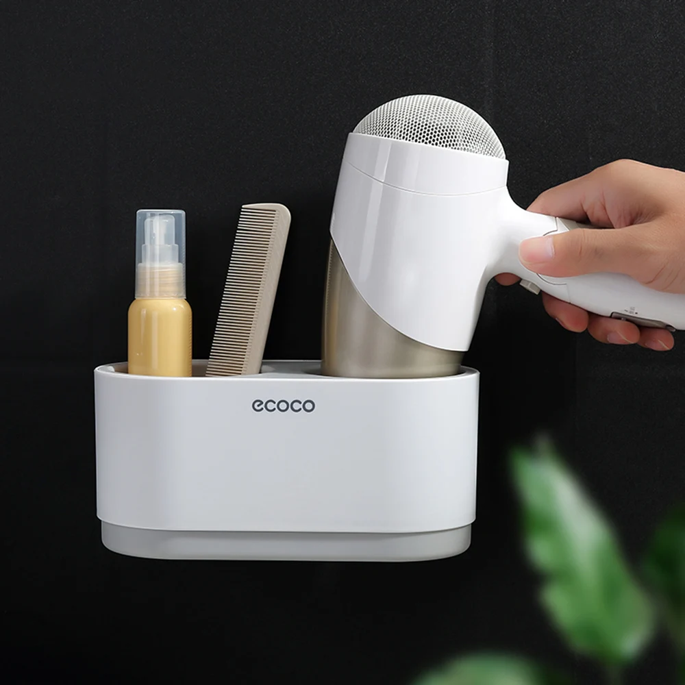 Ecoco фен-стойка для ванной комнаты Стеллаж для хранения Настенный Держатель для волос с 1 чашкой для хранения