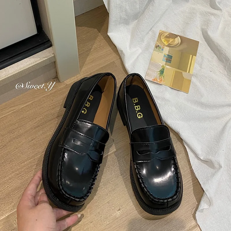 Униформа Женская черная коричневая на платформе в японском стиле Студенческая