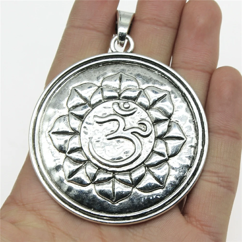 

WYSIWYG 1pcs Jewelry Making DIY Handmade Craft Charms Antique Silver Color 61x77mm Buddhist lotus Pendant