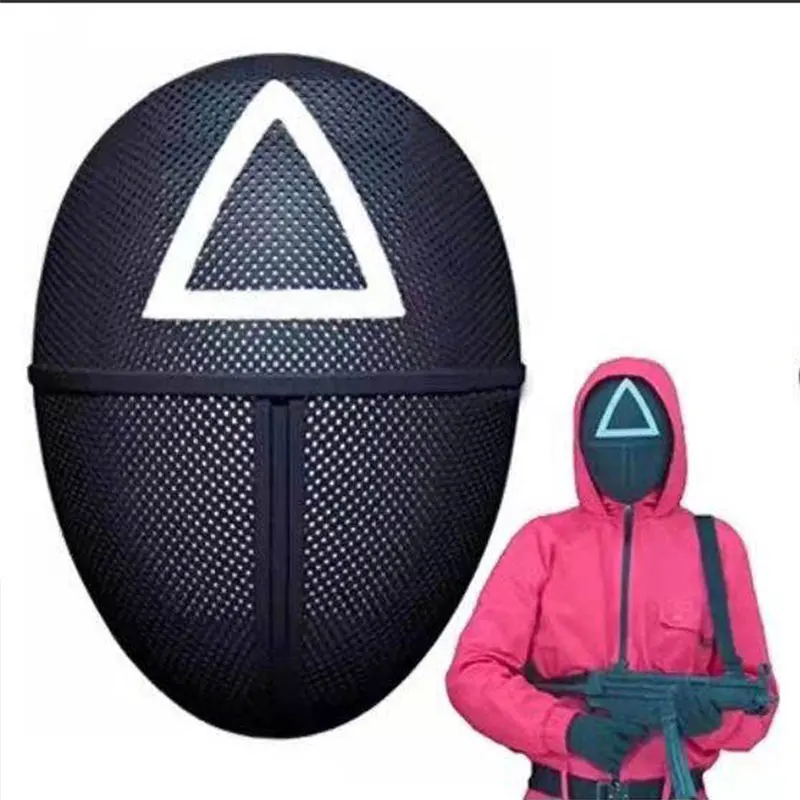 

Squid Game Mask Triangle Square Circle TV Costume Props COS Plastic Full Face Masks Red Hood Man Boss Halloween Party Fast Del