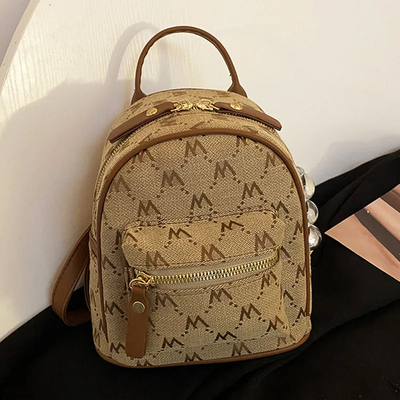 

New Fashion Retro Letter Small Backpack For Women Brand Designer PU Leather Travel Backpacks Ladies Purses Crossbody Bags Female