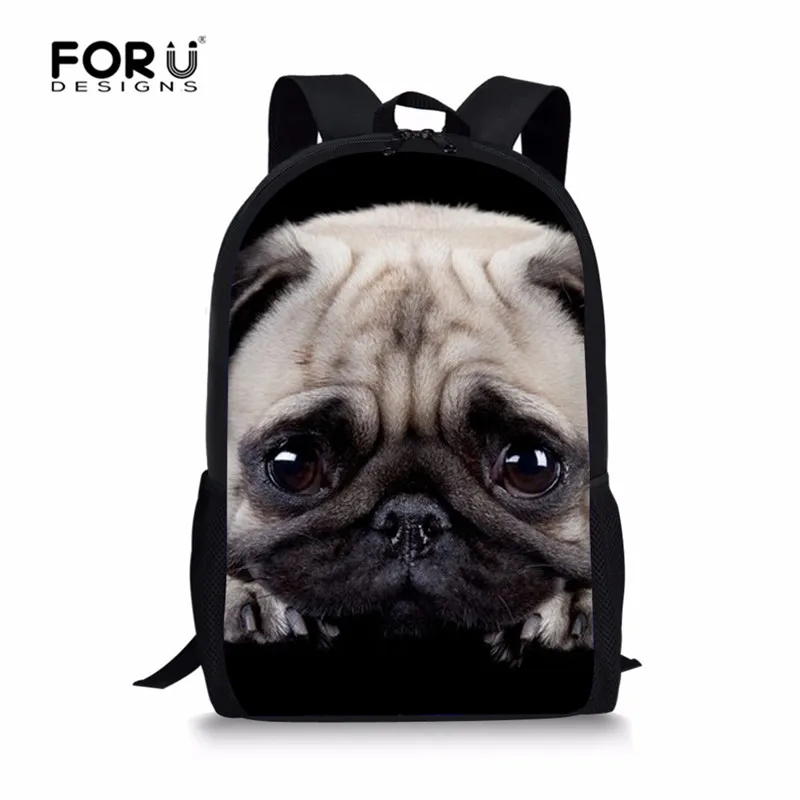 FORUDESIGNS школьный рюкзак для девочек 3 шт. набор рюкзак 3D принт с Мопсом Детский Рюкзак Студенческая Книга сумка Mochila - Цвет: Z3047C