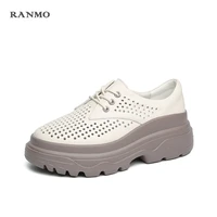 2021 new leather loafers perforated shoes platform shoes womens shoes summer comfortable casual shoes daily commuter shoes