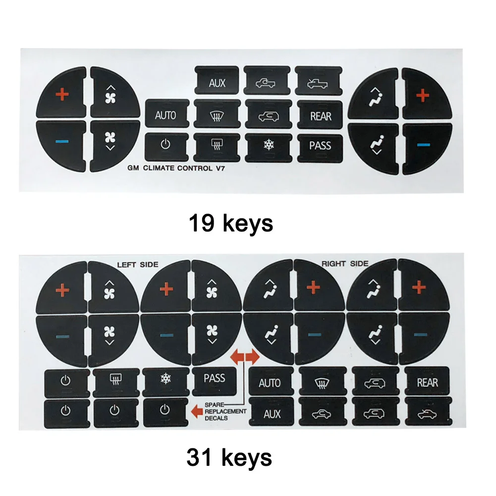 AC Кнопка ремонта наклейка наклейки тире Замена ПВХ прочный 19 31 ключи для