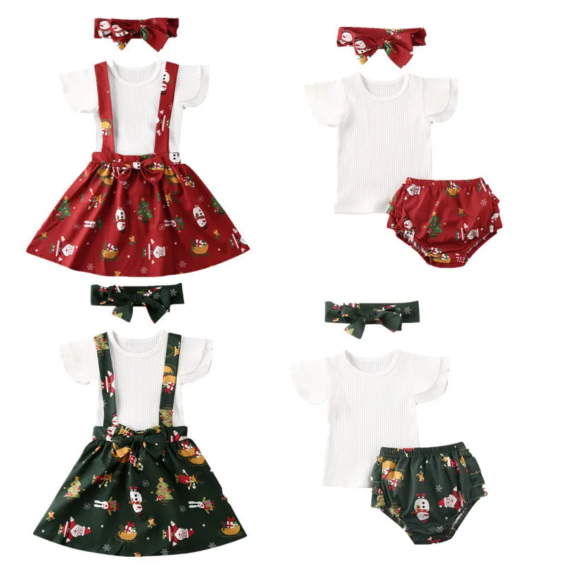 Изысканная одежда для девочек одинаковая Рождественская футболка с короткими