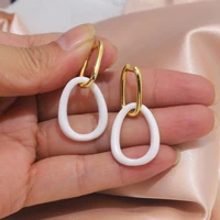 juwang simple punk style candy colors oval charm hoop dangle earrings fashion jewelry for friend gifts wedding decoration