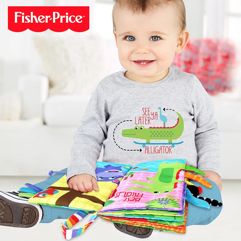 FISHER-PRICE Монтессори животные детская книга тихая моющаяся ткань для детей