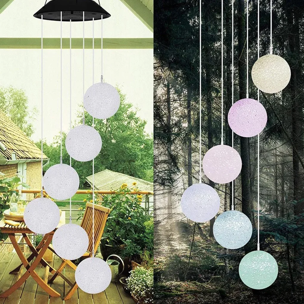 

Color Changing Solar Power Wind Chime Crystal Ball Hummingbird Butterfly Waterproof Outdoor Windchime Light for Patio Yard Garde
