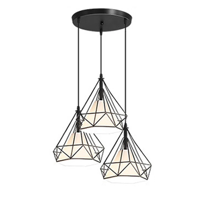 

【3 Heads】Nordic Modern LED Pendant Lights for Restaurant Living Room Store Bar Household Hanging Lamps Fixtues 110-220V - Black