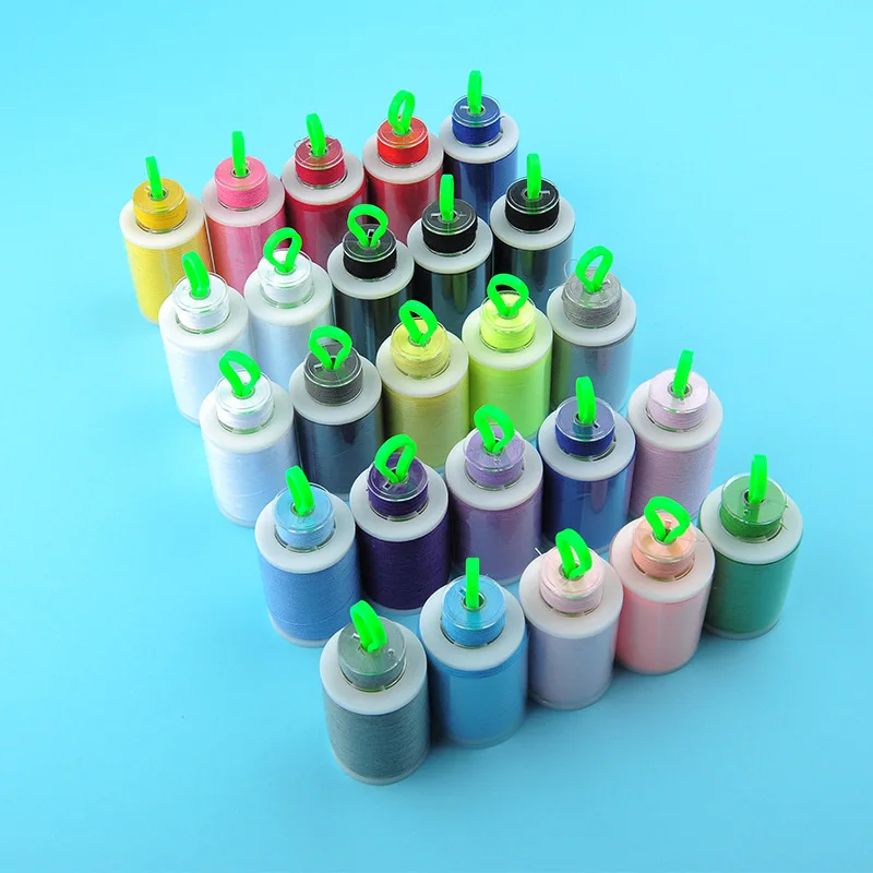 

25 шт., Набор Предварительно намотанных катушек/швейных ниток, 550 ярдов на катушки, 25 цветов, Полиэстеровая нить для ручного и машинного шитья