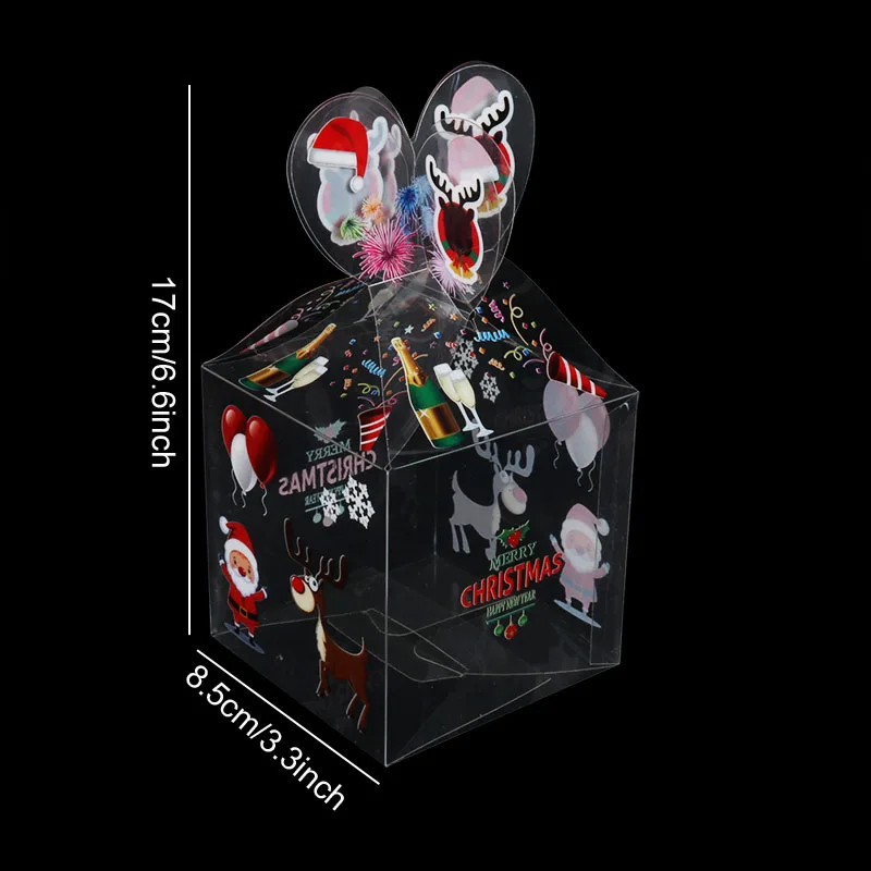 Прозрачная подарочная коробка с изображением деда мороза 5 шт. | Дом и сад