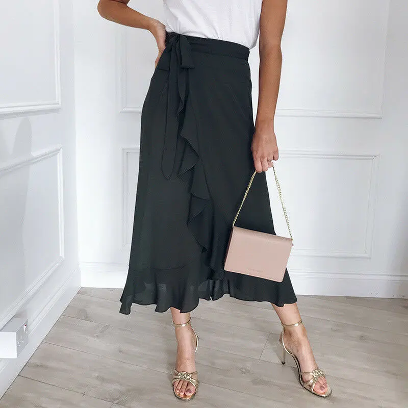 Женские юбки с запахом и леопардовым принтом свободные высокой талией | Женская