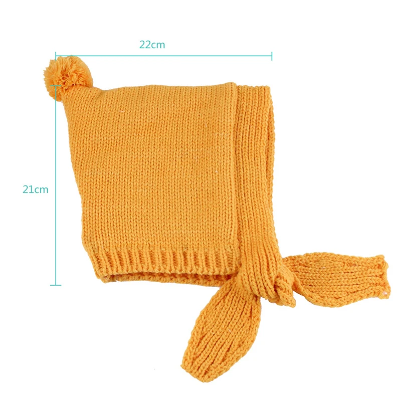 Вязаная зимняя детская шапка с помпоном хлопковая вязаная со шнуровкой для детей