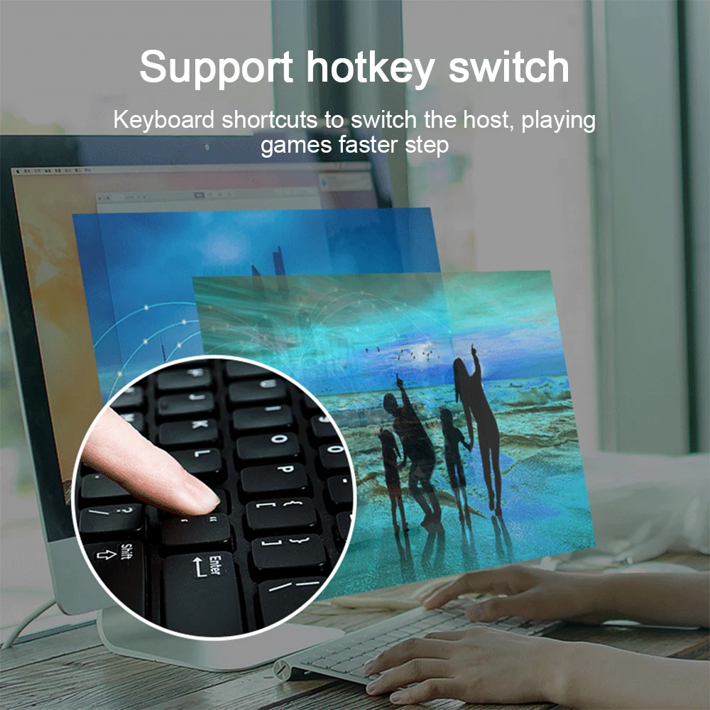 

Switch 2 Ports 4K 60Hz 2 In 1 Out Splitter with 1.2m Wire KVM HDMI-Compatible Switcher for Keyboard Mouse U Disk