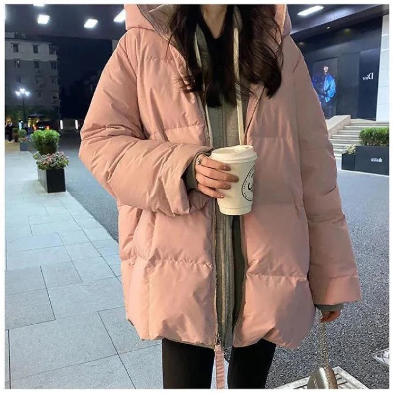 Women Winter Parkas Coat New Korean Female Cotton-Padded Jacket Loose  Profile Thick Winter Mid-Length Bread Jacket