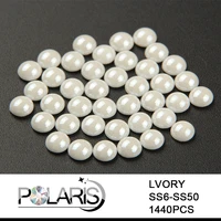polaris aaaaa lvory half round hotfix rhinestones ceramic pearl ss10ss12ss16ss20 rhinestones iron on for garment accessory
