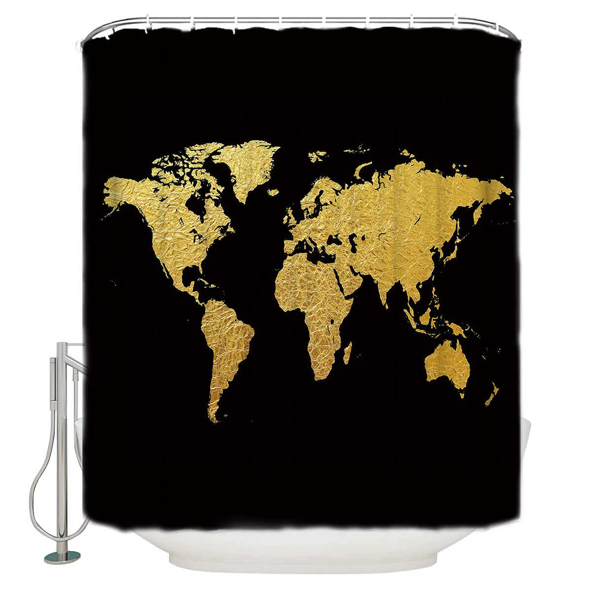 Абстрактная Золотая карта с черным фоном занавеска для душа декор ванной