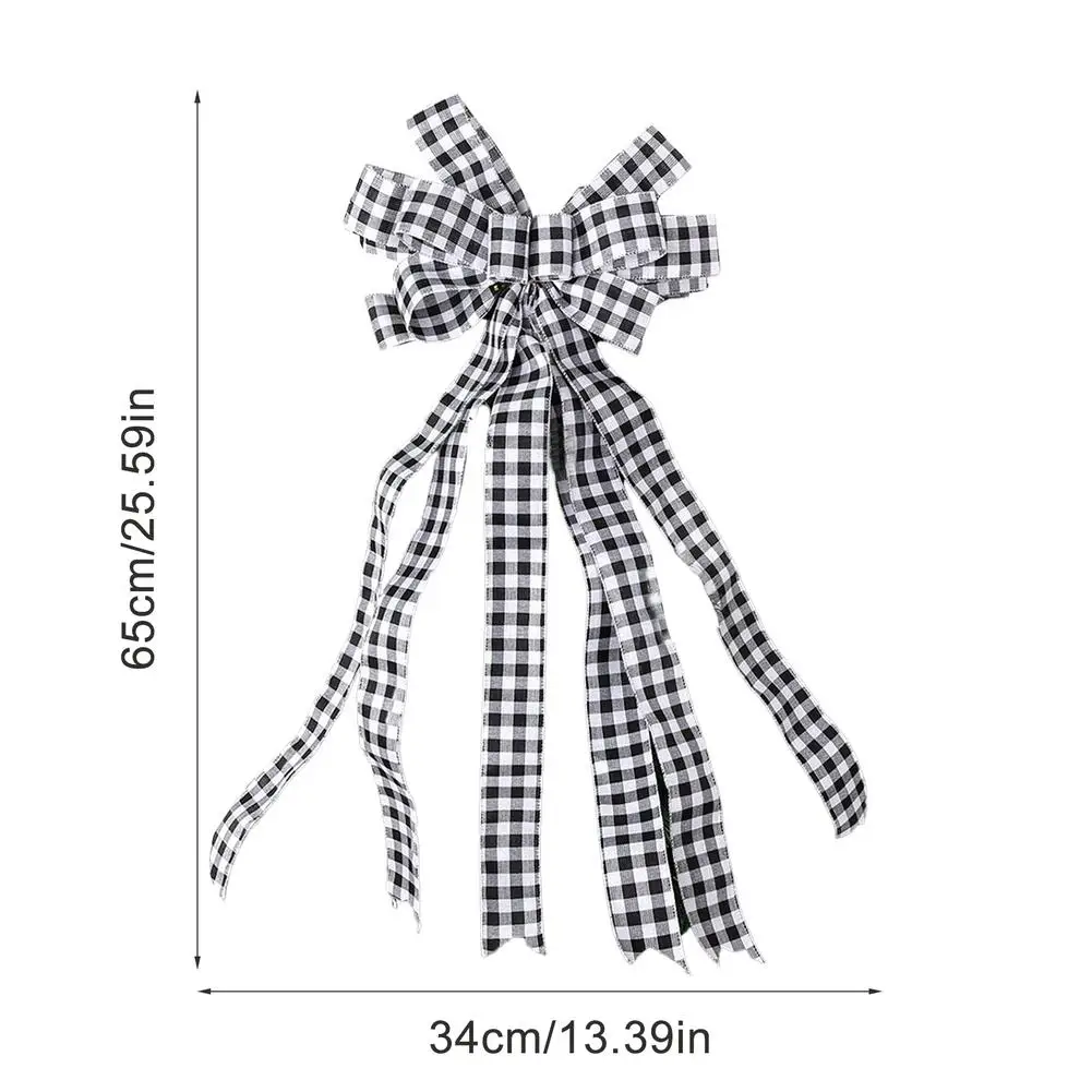 Christmas Bows Tree Topper Buffalo Plaid Red Black Burlap Decorative Bow Toppers Decorations Handmade For Wreat | Дом и сад
