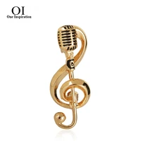 oi music note gold microphone shape brooches for women men singer club badge clothes accessories rock brooch pins gifts
