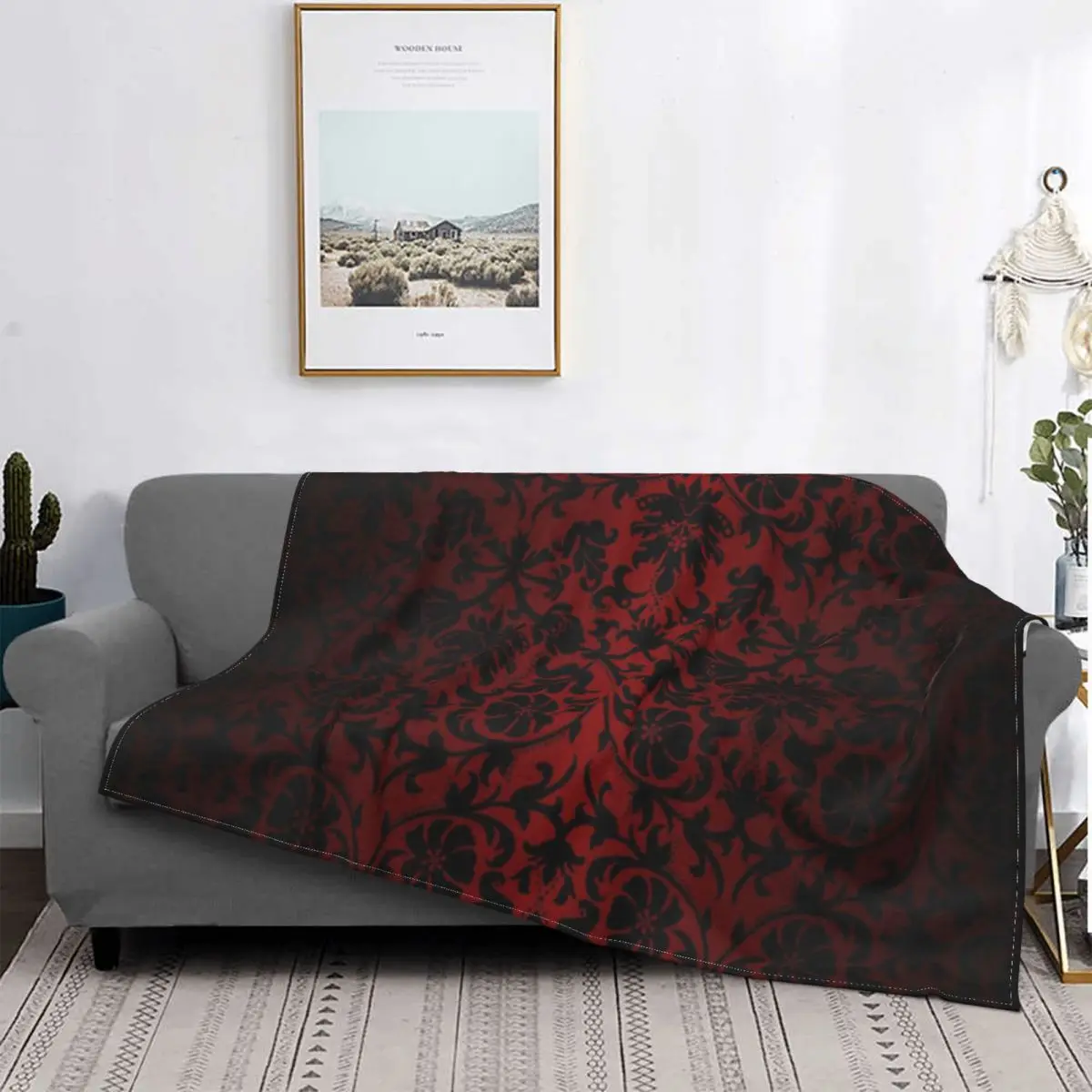 

Dark Red And Black Damask Pattern Blanket Bedspread Bed Plaid Bedspread Bed Covers Summer Blanket Blankets For Bed