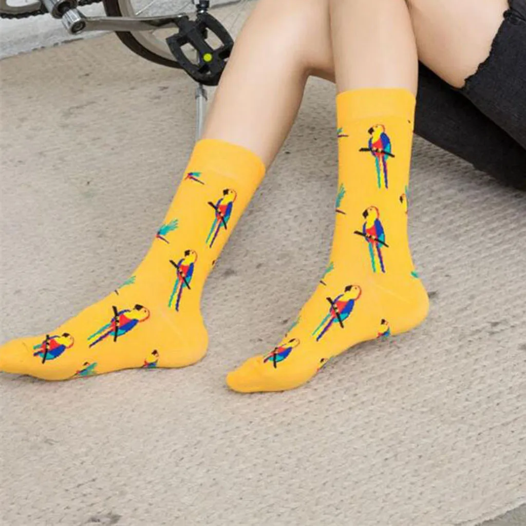 Socks Winter Warm Fashion Women Funny Cute Socks Casual Cotton Print Middle Socks Calcetines Meias W2