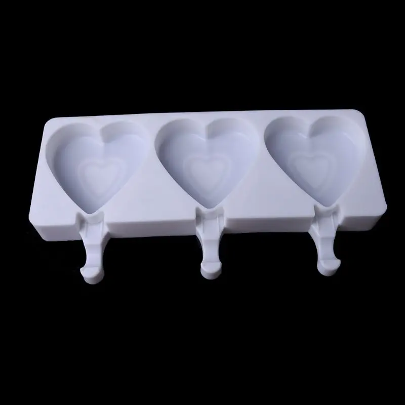 

Food Safe Silicone Ice Cream Mold 3 Cell Heart Shape Juice Maker W0YF