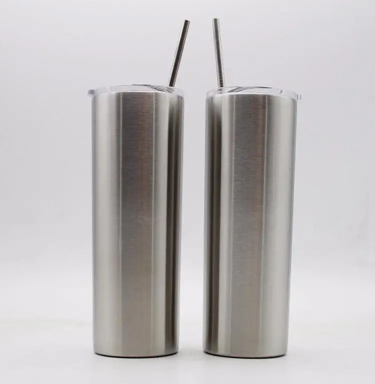 

20oz Tumbler Straight Cup 20oz Tumbler Mugs Wtith Straws Stainless Steel Double Wall Vacuum Insulation Flask Beer Coffee Travel